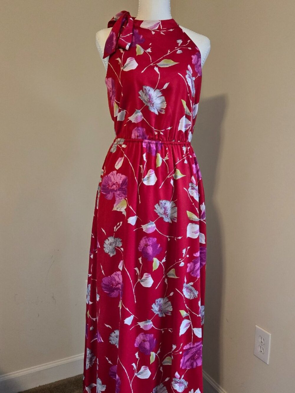 🌺 Banana Republic Floral Tie-Neck Halter Maxi Dress with Pockets | Size XS